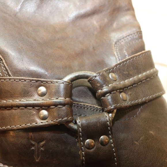 FRYE Boots Brown Leather Distressed Buckle Sz. 7.5 - Picture 6 of 8